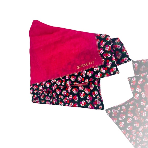 ONE DAY SALE Givenchy Cotton Floral Pink Scarf Handkerchief - Picture 1 of 7